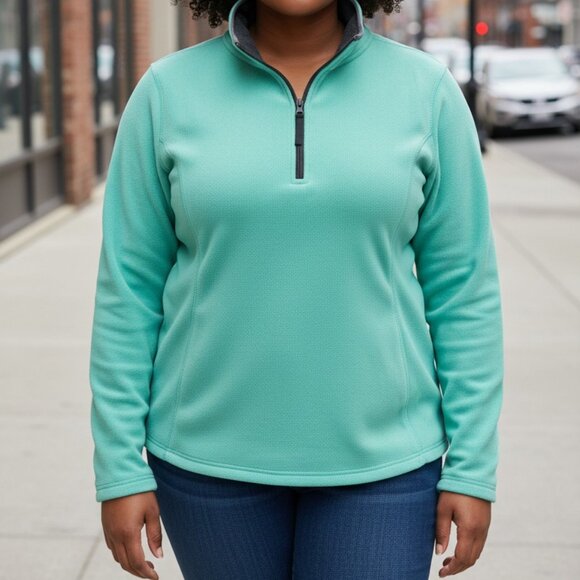 Made For Life Woman's Teal XL 3/4 Zip Pullover Sweater Jacket - Picture 2 of 11